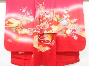 アンティーク　鴛鴦に花模様着物